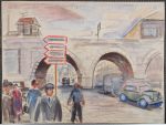 Karlínský viadukt, Jaroslav Grus (1891–1983), kvaš na papíře, 1946