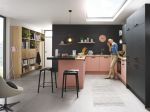 Kuchyně Biella kombinující pastelovou růžovou s černou je určena pro kreativní studenty ve městě. Schüller