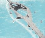 Jaroslav Polivka, Frank Lloyd Wrtight, navrh Motyliho mostu pres sanfrancisky zaliv, 1952, dobovy tisk