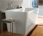 Umyvadlo se směsovací baterií s joystikem je součástí vany, kolekce Axor Citterio, výroba Hansgrohe